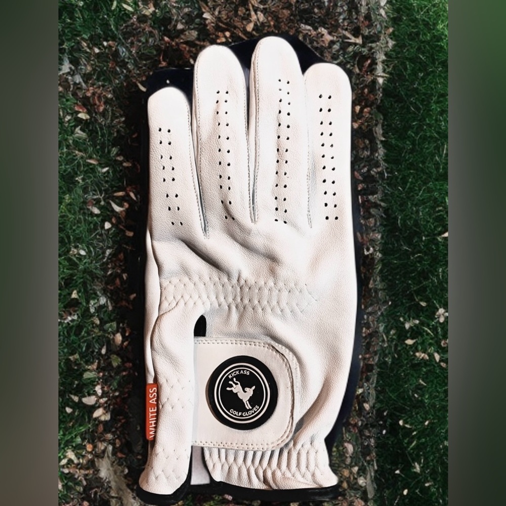 White Golf Gloves premium leather —Kick Ass Golf Gloves— Kick Ass Golf Gear.